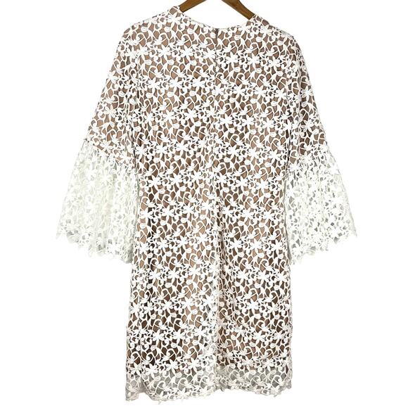 Dress the Population White Lace Crochet Shift Dress Bell Sleeves - Picture 4 of 14